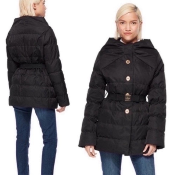 Kate Spade Puffer Becky Bow Neck Fitted Belt in Black